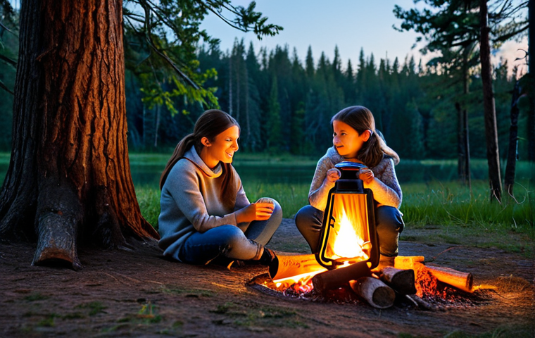 Cozy Camping Scene**
"A family-friendly camping scene at dusk. A fully clothed woman in a modest sweater and jeans is sitting by a campfire with two children in appropriate attire. A warm, golden light emanates from a lit lantern hanging from a nearby tree. Safe for work, appropriate content, perfect anatomy, correct proportions, natural pose, well-formed hands, proper finger count, natural body proportions, professional photography, high quality."
**