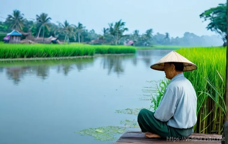 낚시 명언과 관련된 철학 - Prompt 1: Serene Patience by the Vietnamese River**